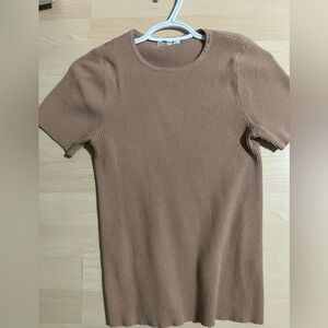 Zeagoo Ribbed Knit Top in Brown
